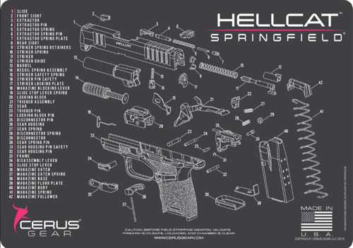 Springfield Hellcat Pink Schematic Gun Cleaning Mat 12x17