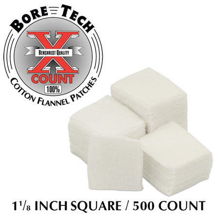 Bore Tech 1-1/8 Inch Square Gun Cleaning Patches, 500-Count Bag
