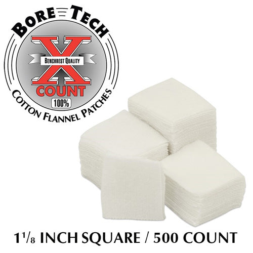 Bore Tech 1-1/8 Inch Square Gun Cleaning Patches, 500-Count Bag
