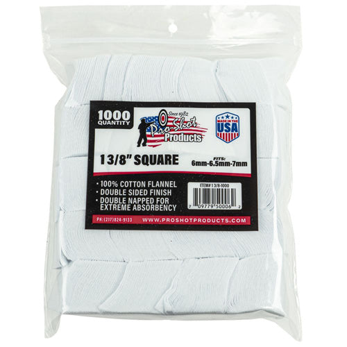 Pro-Shot Cotton Flannel Firearm Cleaning Patches 1 3/8 Inch Square, 1000 Ct