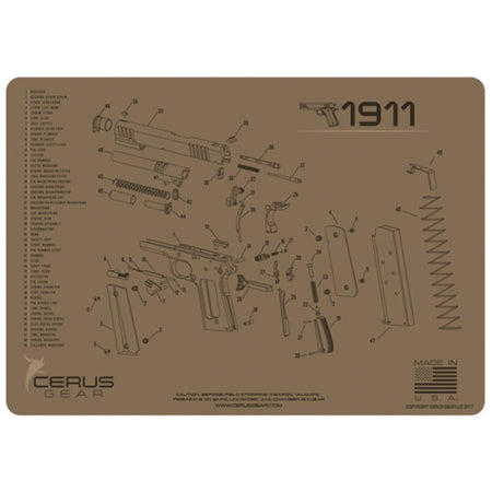 Cerus Gear 1911 Schematic Handgun Mat - Coyote