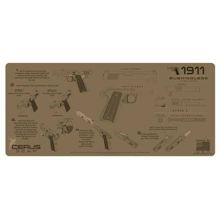 1911 Bushingless & Bull Barrel Cleaning Mat Coyote Tan 12x27 Inch