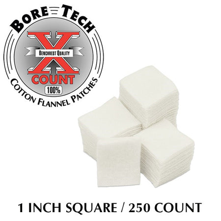 Bore Tech X-Count 1-Inch Square Firearm Cleaning Patches - 250 Pack