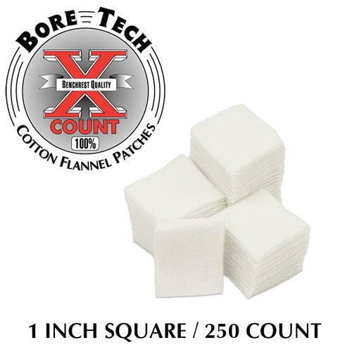Bore Tech X-Count 1-Inch Square Firearm Cleaning Patches - 250 Pack
