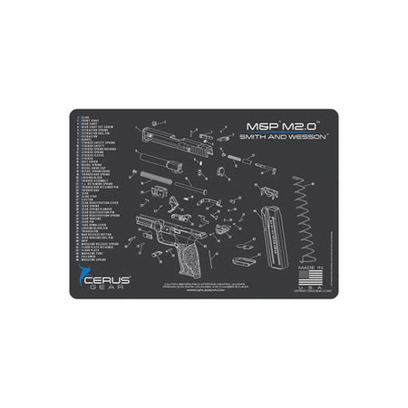S&W M&P M2.0 Schematic Gun Cleaning Mat Charcoal Gray 12x17