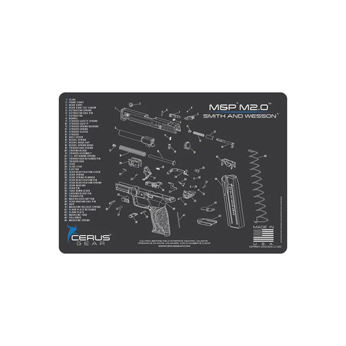 S&W M&P M2.0 Schematic Gun Cleaning Mat Charcoal Gray 12x17