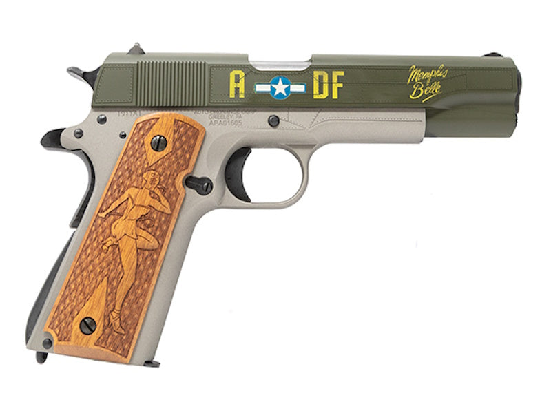 Auto-Ordnance 1911BKOC19 Memphis Belle Edition .45 ACP 5" Pistol, OD Green Cerakote Slide, Wood Grip