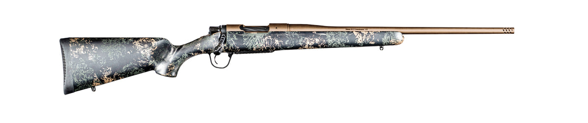 Christensen Arms Mesa FFT .300 PRC Rifle - 22" Threaded Barrel, Burnt Bronze Cerakote, Green/Black-Tan Webbing Stock (3+1)