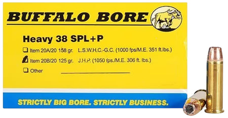 Buffalo Bore .38 Special 20B20 Heavy Jacketed Hollow Point JHP 125 Grain