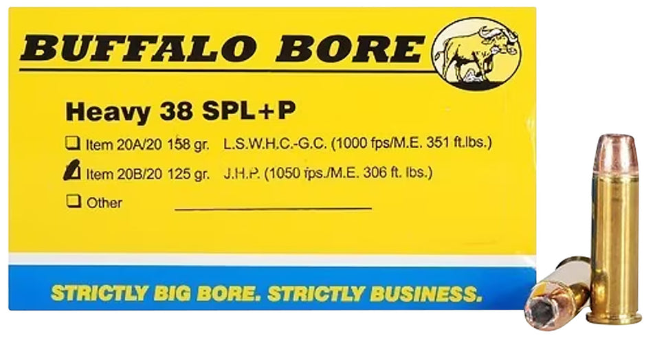 Buffalo Bore .38 Special 20B20 Heavy Jacketed Hollow Point JHP 125 Grain