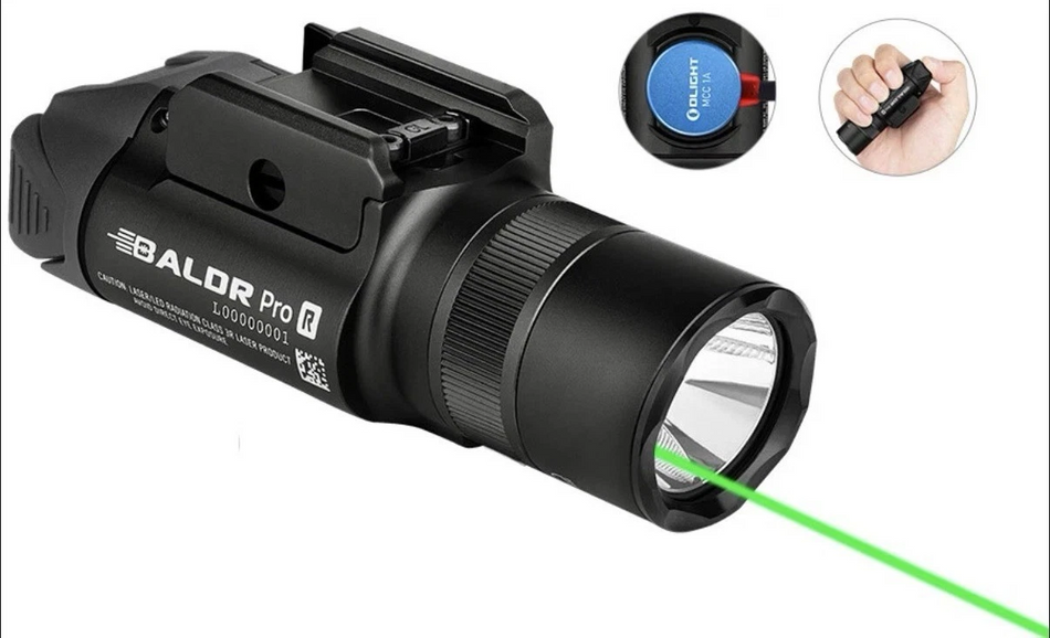 Olight BALDRSBK Baldr S Tactical Rail Light Black 800 Lumens White LED Green Laser