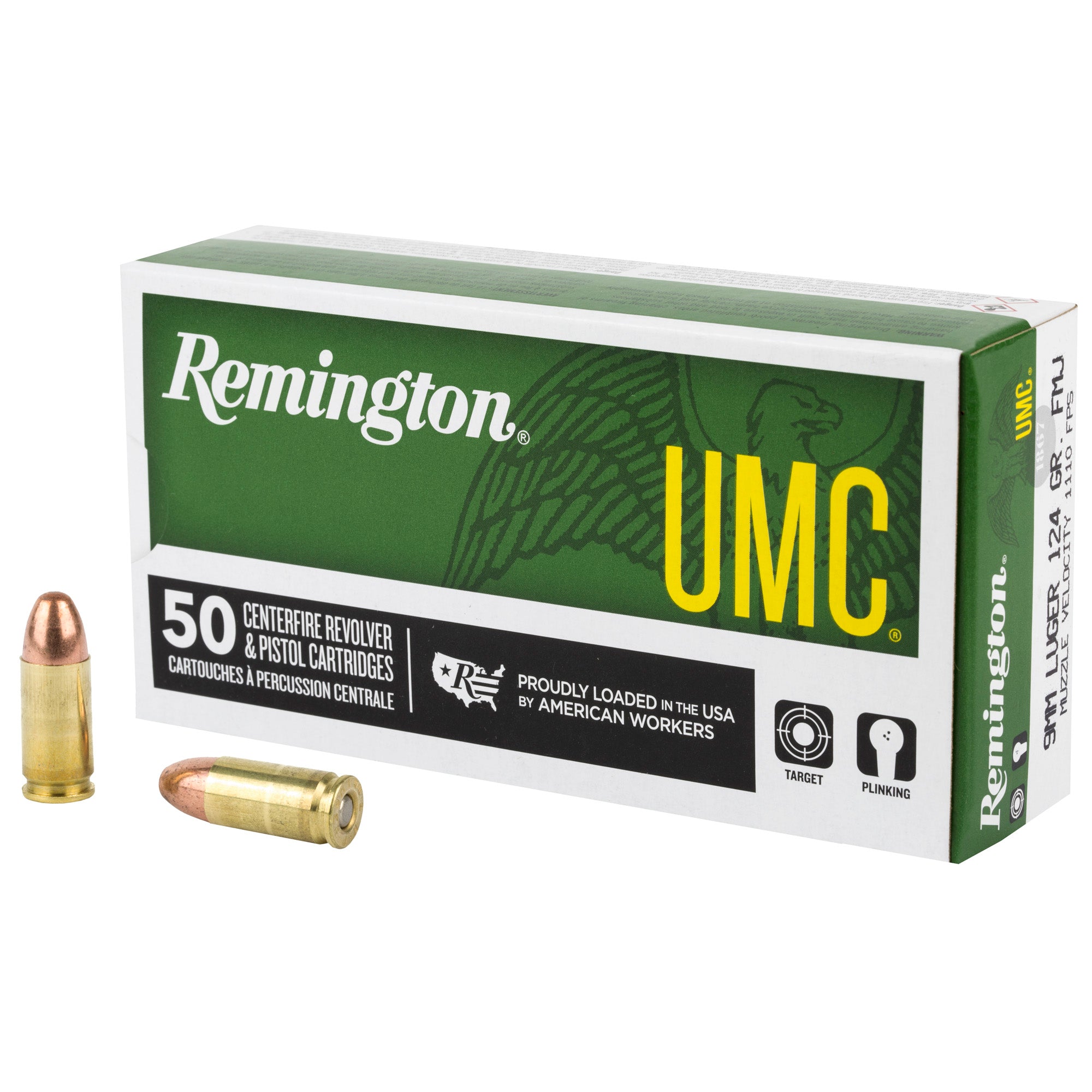 Remington 9mm Luger/Parabellum 23718 UMC Full Metal Jacket FMJ 124 Grain