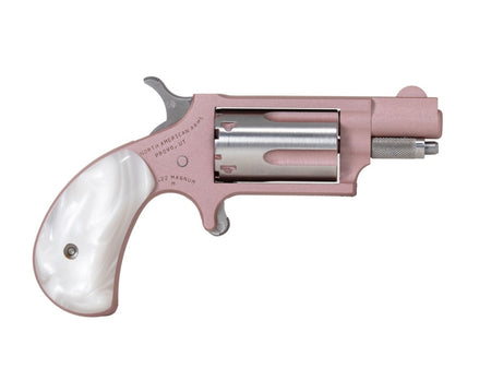 North American Arms 22MSROSE Mini-Revolver 22 WMR 5 Shot 1.13" Rose Gold Cerakote Stainless Steel Barrel & Frame, Rose Gold/Stainless Cylinder, White Pearlite Grip, Stainless Exposed Hammer,