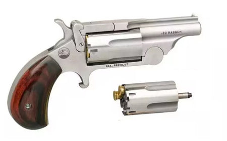 North American Arms 22MCR Ranger II Conversion 22 LR/22 WMR 5 Shot 1.63" Stainless Steel Barrel, Satin Stainless Steel Frame, Stainless Cylinder, Rosewood Birdshead Grip, Exposed Hammer