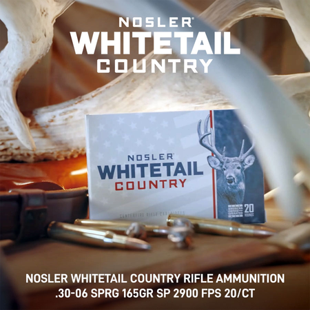Nosler .30-06 Springfield Rifle Ammo Nosler Whitetail Country Boat Tail Spire Point JSP 165 grain 