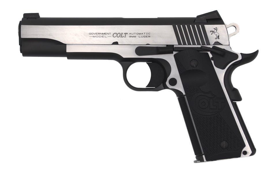 Colt O1072CE 1911 Combat Elite Government 9mm Luger 5" 9+1 Two-Tone Elite Finish Stainless Steel Frame & Slide with Half Checkered & Scalloped Black G10 Grip & Night Sights
