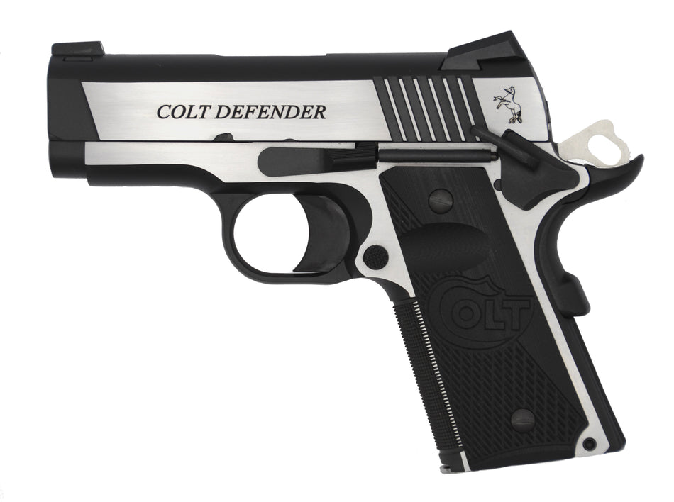 Colt O7080CE Combat Elite Commander Compact Frame .45 ACP 8+1 3" Stainless Steel Barrel, Two-Tone Serrated Slide & Frame w/Beavertail, Black Scalloped G10 Grip, Ambidextrous