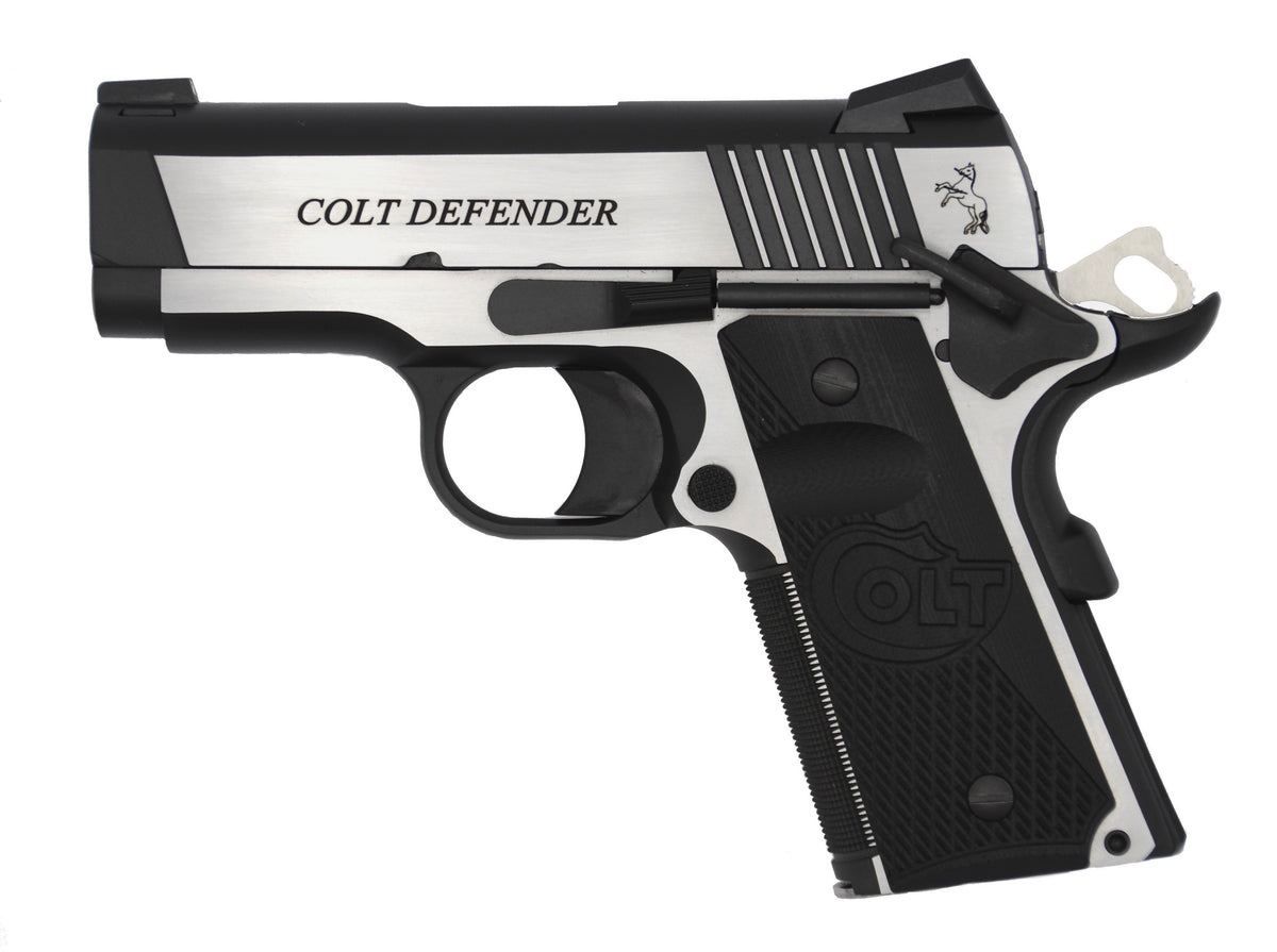 Colt O7082CE Combat Elite Commander Compact Frame 9mm Luger 8+1 3" Stainless Steel Barrel, Two-Tone Serrated Slide & Frame w/Beavertail, Black Scalloped G10 Grip, Ambidextrous