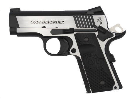 Colt O7082CE Combat Elite Commander Compact Frame 9mm Luger 8+1 3" Stainless Steel Barrel, Two-Tone Serrated Slide & Frame w/Beavertail, Black Scalloped G10 Grip, Ambidextrous