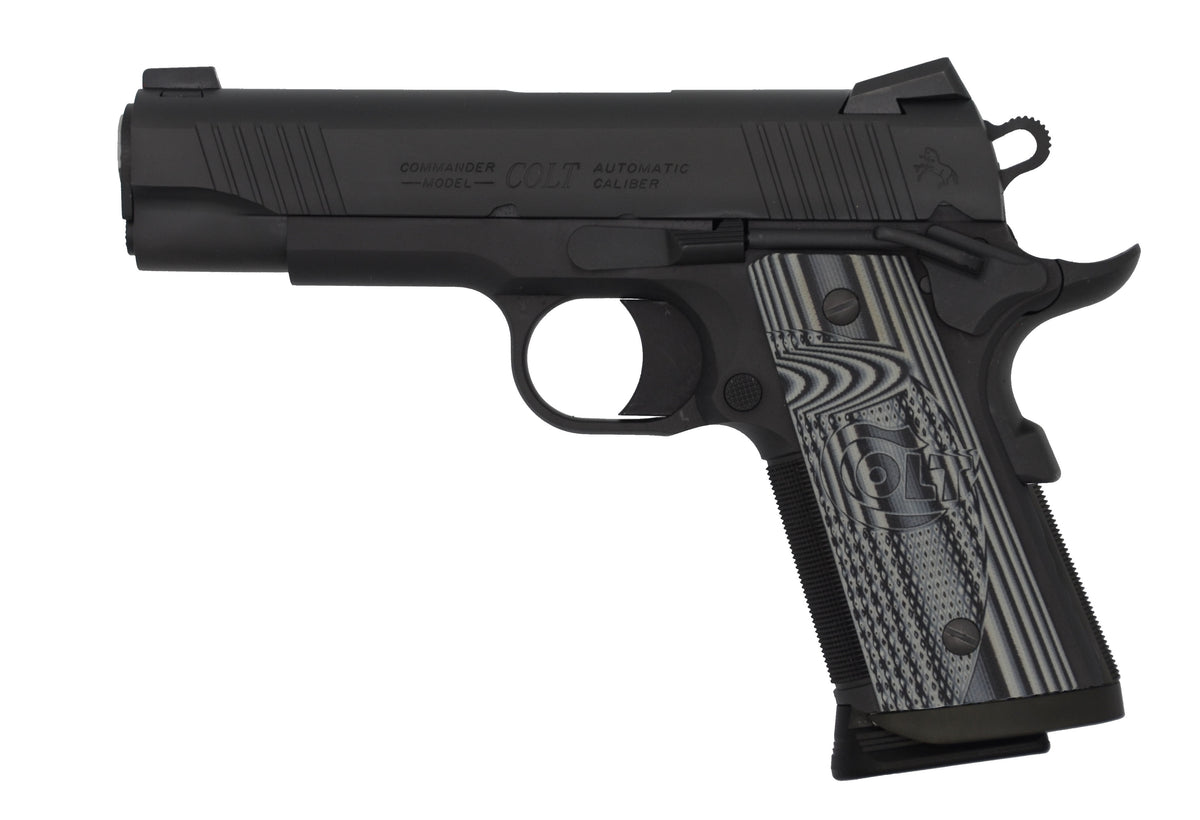 Colt O9840CCU 1911 Commander Combat Unit .45 ACP 4.25" 7+1 Black PVD Stainless Steel Slide, Checkered & Scalloped Gray G10 Grip