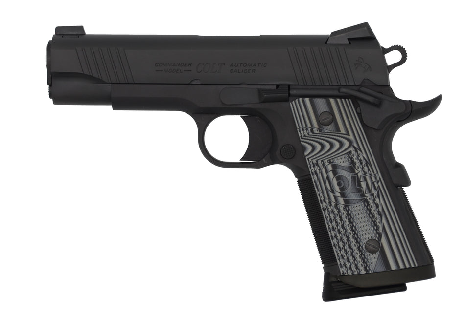 Colt O9840CCU 1911 Commander Combat Unit .45 ACP 4.25" 7+1 Black PVD Stainless Steel Slide, Checkered & Scalloped Gray G10 Grip