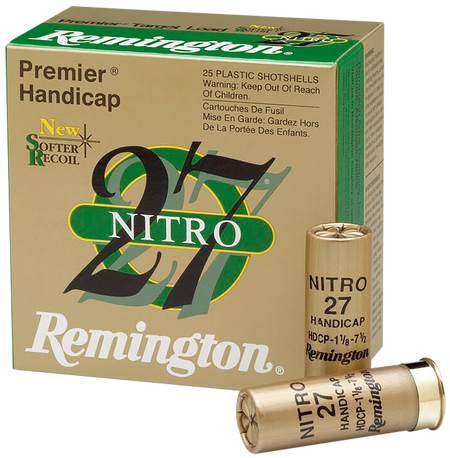 Remington 12 Gauge Shotgun Shells Premier Nitro 27 Gold Handicap #7.5 1 oz 2.75 in