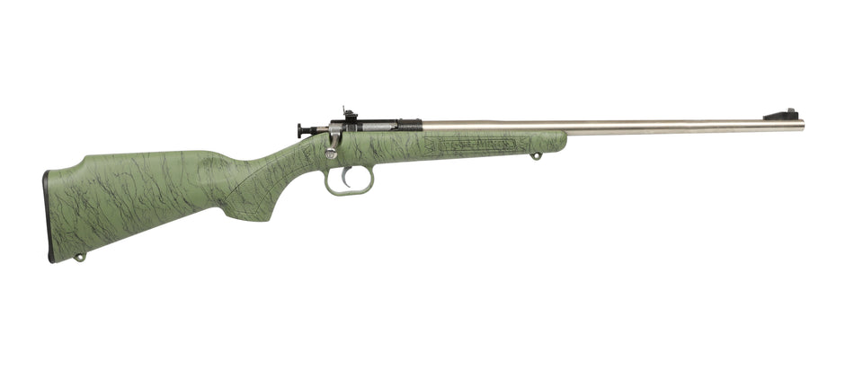 Crickett KSA2442 Gen2 Youth .22 LR Single-Shot 16.13" Stainless Barrel, Green w/Black Webbing Synthetic Stock