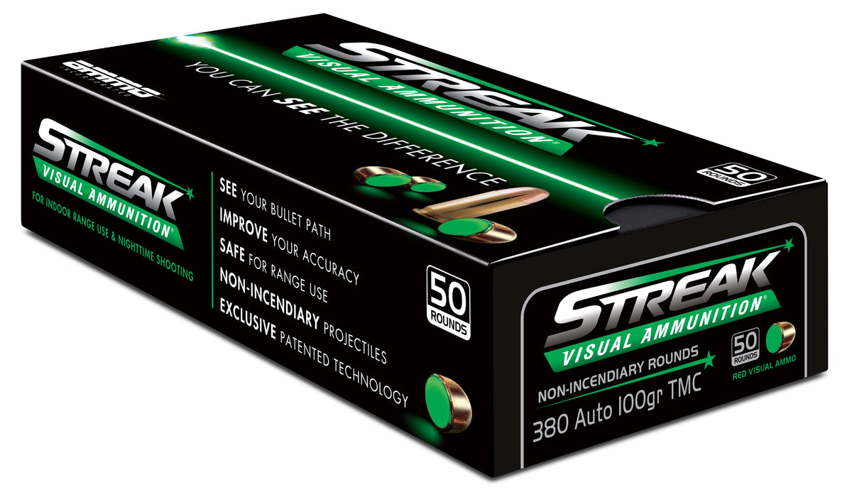 Ammo Inc .380 ACP/Auto 380100TMCSTRKGRN50 Streak Visual (GREEN) Total Metal Case TMC 100 Grain