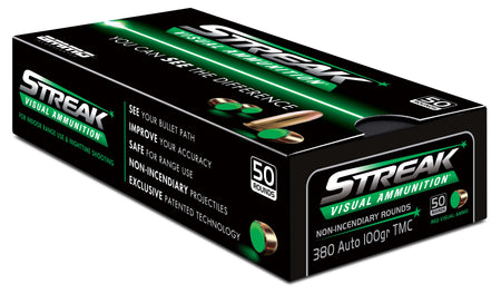 Ammo Inc .380 ACP/Auto 380100TMCSTRKGRN50 Streak Visual (GREEN) Total Metal Case TMC 100 Grain