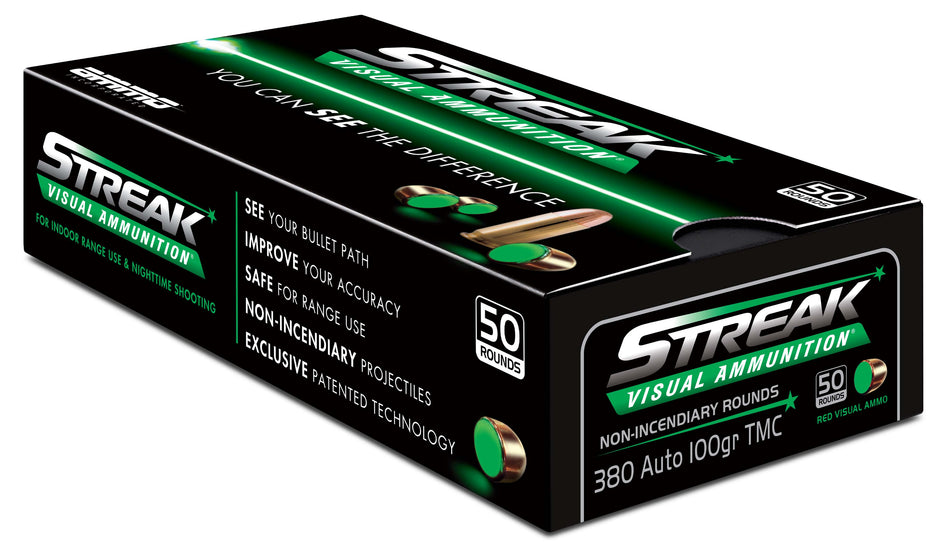 Ammo Inc .380 ACP/Auto 380100TMCSTRKGRN50 Streak Visual (GREEN) Total Metal Case TMC 100 Grain
