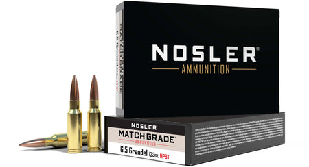 Nosler 6.5mm Grendel 44501 Custom Competition Match Grade Custom Competition Hollow Point Boat Tail 123 Grain
