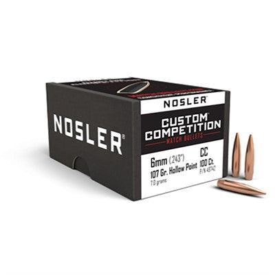 0.243" 6mm Custom Competition Hollow Point Boat Tail Rifle Bullets