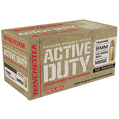 Winchester 9mm Luger/Parabellum WIN9MHSC M1152 Full Metal Jacket Flat Nose FMJFN 115 Grain