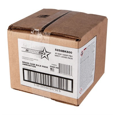CCI .40 S&W 5258BK500 Independence Full Metal Jacket FMJ 180 Grain