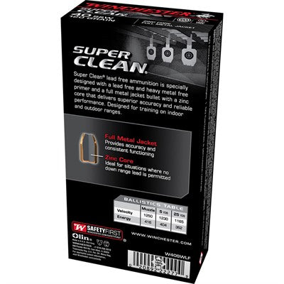 Winchester .40 S&W W40SWLF Super Clean Lead Free Full Metal Jacket 120 Grain