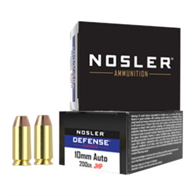 Nosler 10mm Auto 39156 Defense Handgun Bonded Jacketed Hollow Point 200 Grain