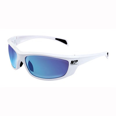 M&P Whitehawk Blue Mirror Lens Glasses White Frame