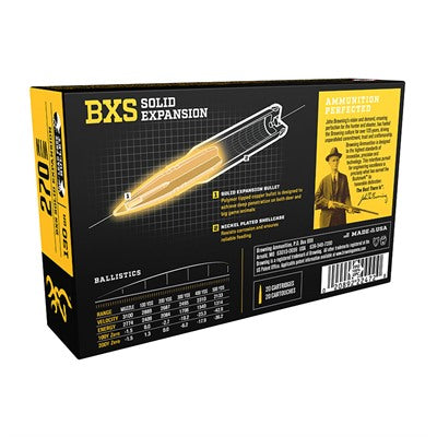 Browning .270 Winchester B192402701 BXS Copper Expansion Lead Free Solid Expansion Polymer Tip 130 Grain