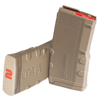 Amend2 M2 5.56mm 20 Rd AR-15 Magazine FDE Red Follower
