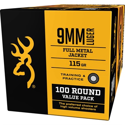 Browning 9mm Luger/Parabellum B191800094 Value Pack Full Metal Jacket FMJ 115 Grain
