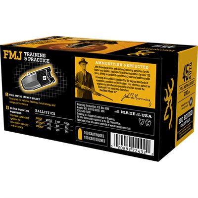 Browning .45 ACP/Auto B191800454 Value Pack Full Metal Jacket FMJ 230 Grain