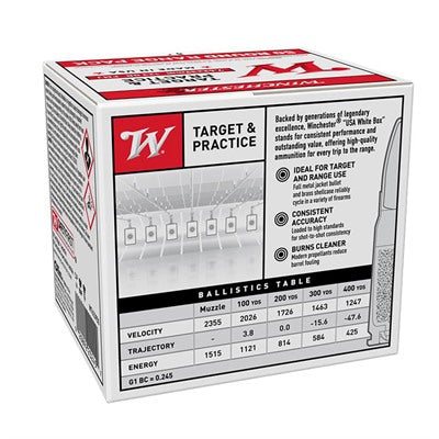 Winchester 7.62x39mm W7623950 USA White Box Full Metal Jacket FMJ 123 Grain