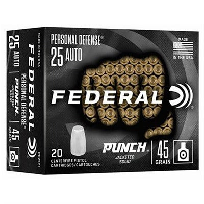 Federal .25 ACP PD25P1 Personal Defense Punch Punch Hollow Point 45 Grain