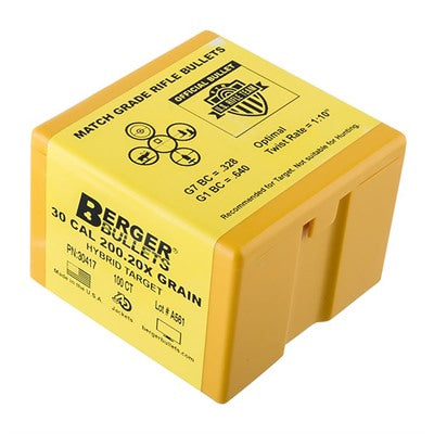 30 Caliber Hybrid Target 0.308 Inch Boat Tail Projectiles