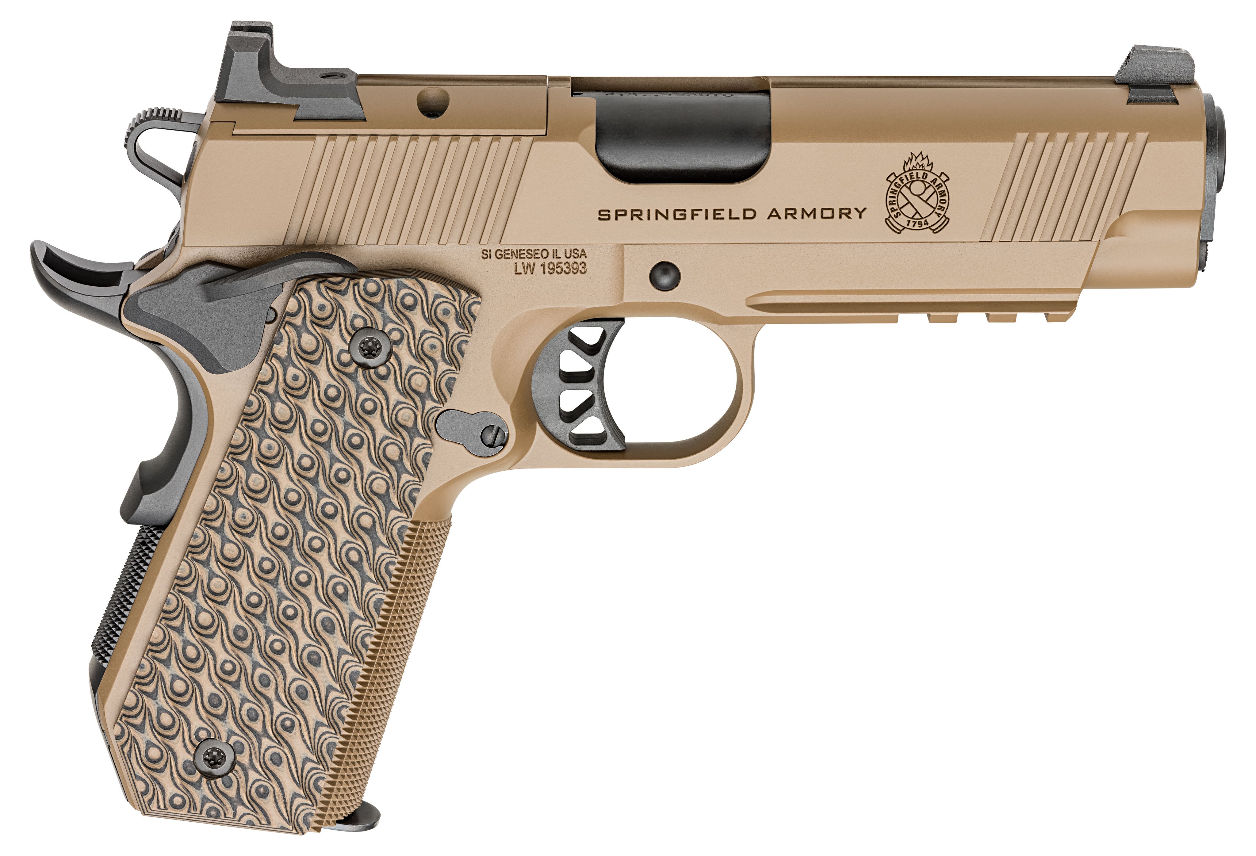 Springfield Armory 1911 TRP .45 ACP Carry Cut/Lateral Pistol, 4.2" Barrel, Coyote Finish