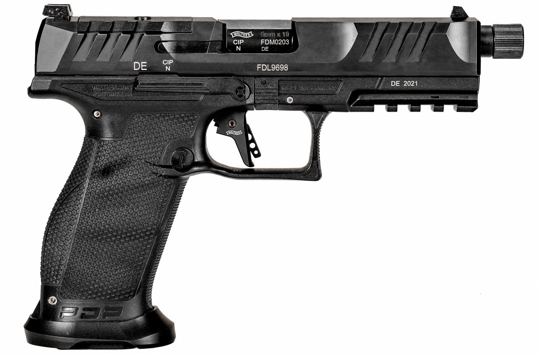 Walther Arms 2842521 PDP Pro SD 9mm Luger 18+1 5.10" Threaded Barrel, Black, Optic Cut/Serrated Slide, Polymer Frame with Pic. Rail, Performance Duty Grip, Flared Magwell