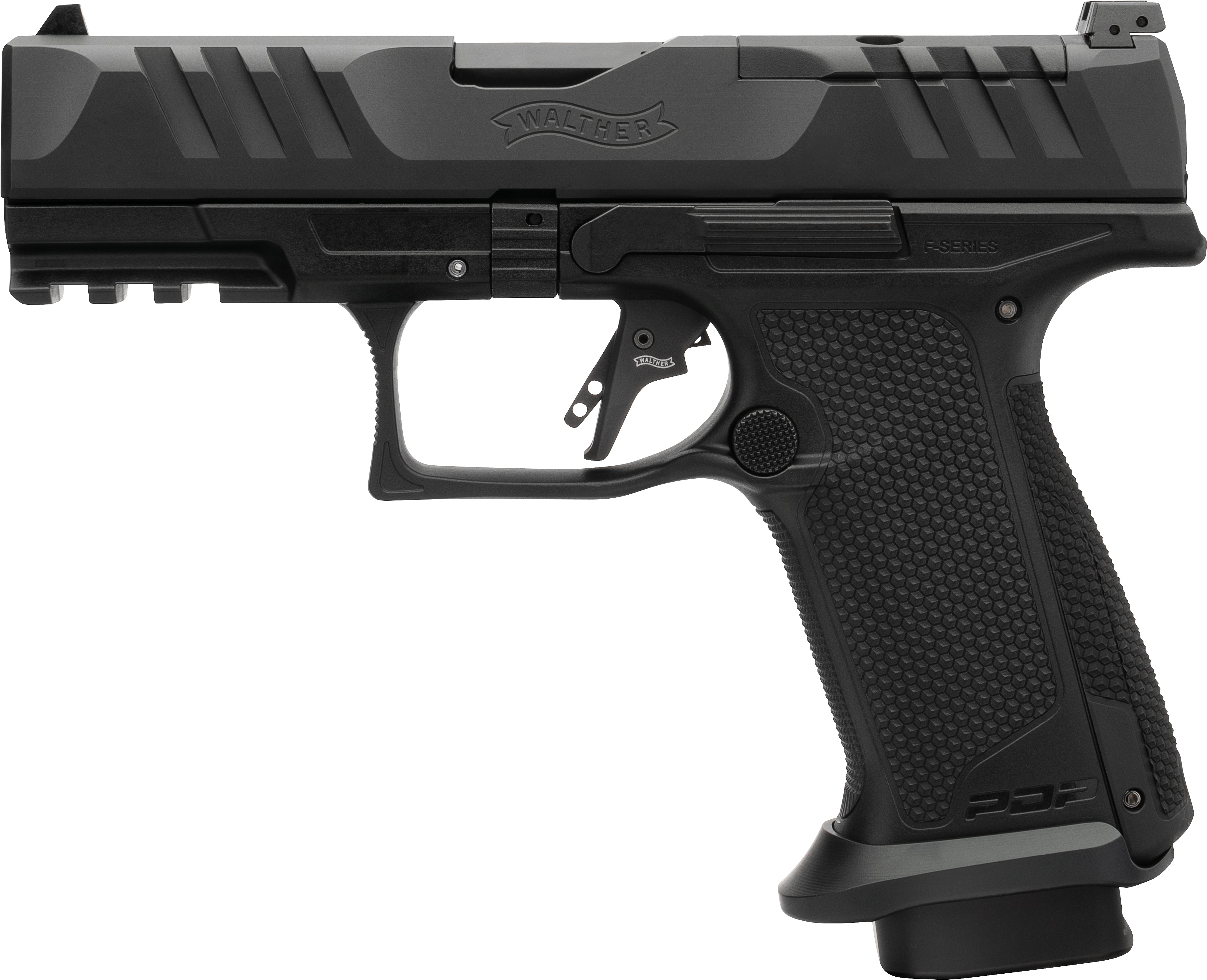 Walther Arms 4796065 PDP F-Series Pro 9mm Luger 10+1 4" Black Steel Barrel, Black Serrated/Optic Ready Steel Slide, Black Polymer Frame w/Picatinny Rail, Medium Backstrap Grip