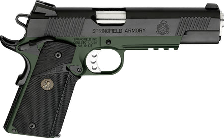 Springfield Armory 1911 Loaded Operator CA Compliant .45 ACP 5" 7+1 OD Green Frame, Black Slide, Rubber Grip