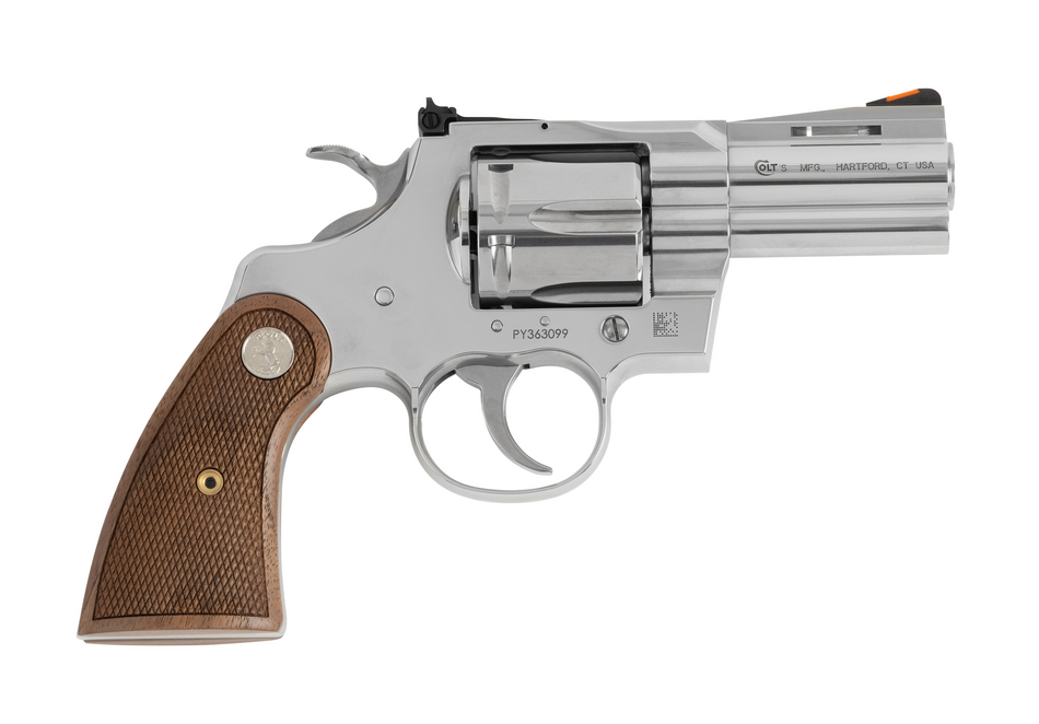 Colt Python .357 Mag/.38 Special Revolver, 6-Shot, 2.5" Stainless Barrel, Walnut Medallion Grip