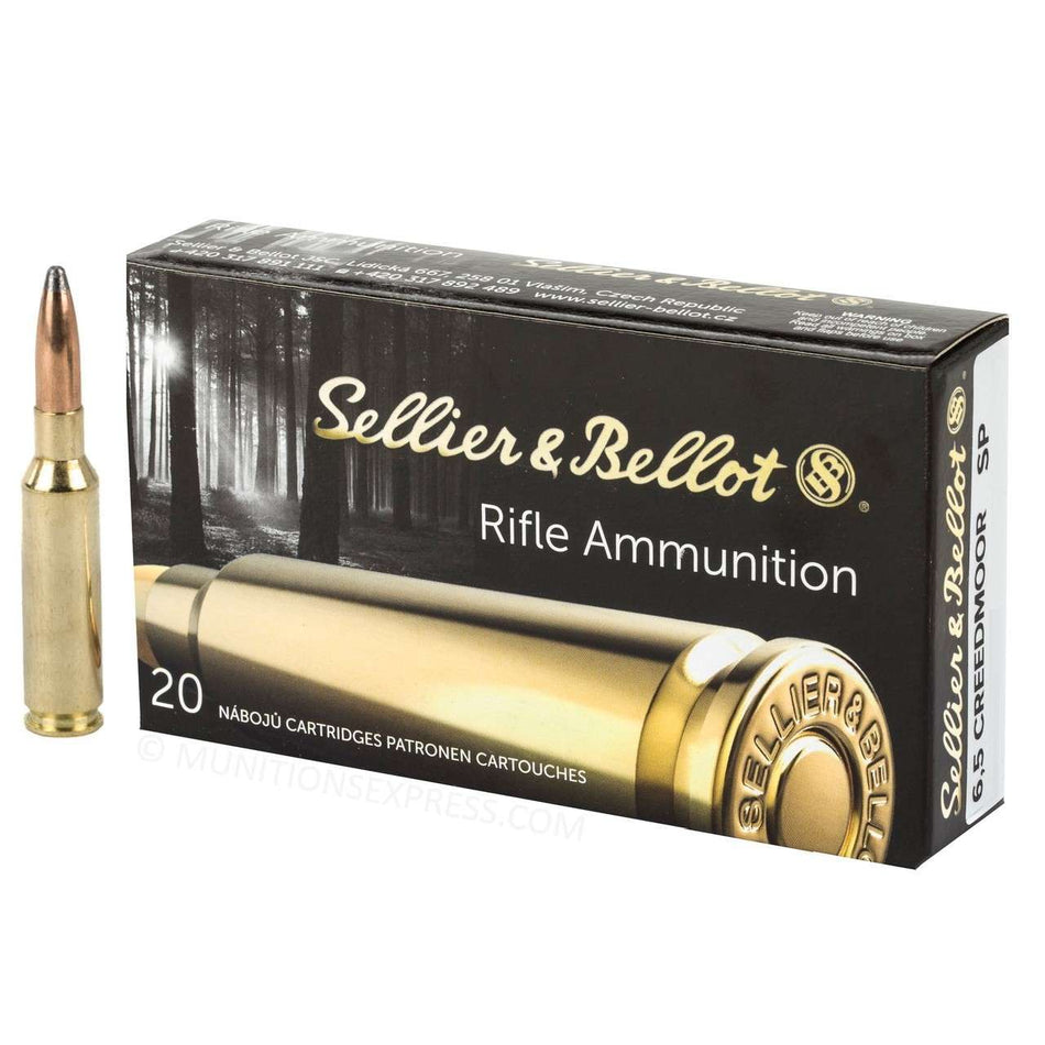 Sellier and Bellot 6.5mm Creedmoor Rifle Ammo Rifle Soft Point JSP 156 grain 